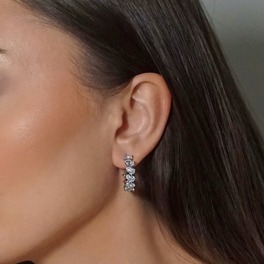 Crystal Water Drop Hoop Earrings