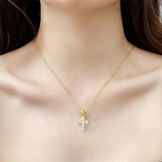 Cross Moissanite Necklace