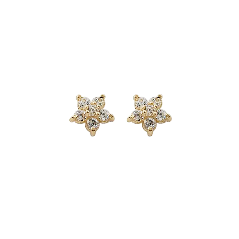 Flower Single Motive 5 Leaf Stud Earrings