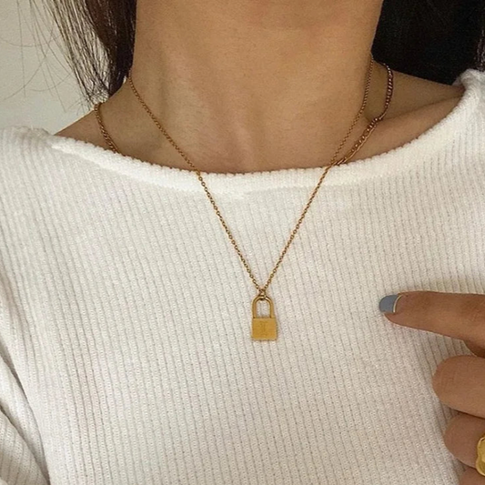 Initial Old English Lock Necklace