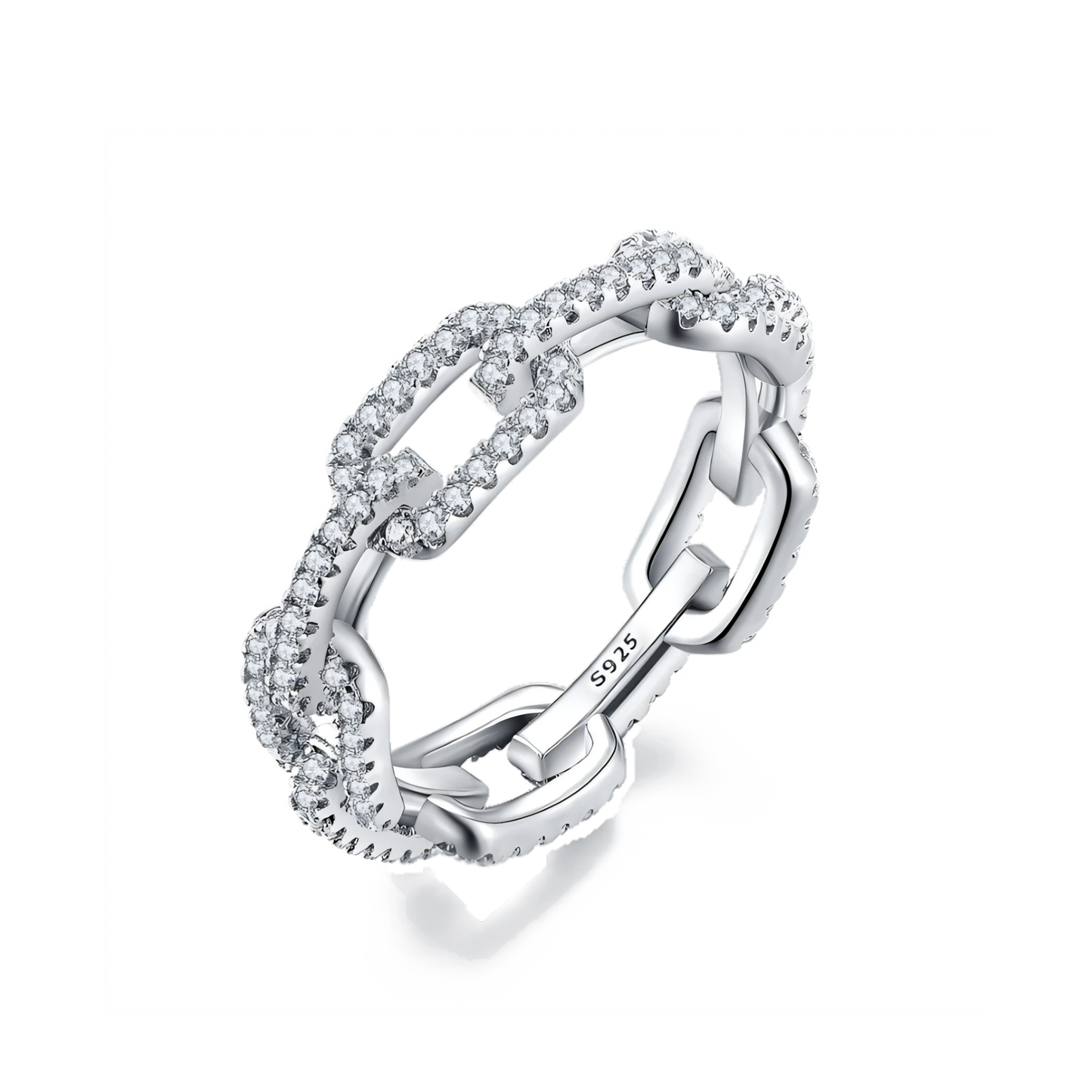 Chain Link Crystal Big Ring