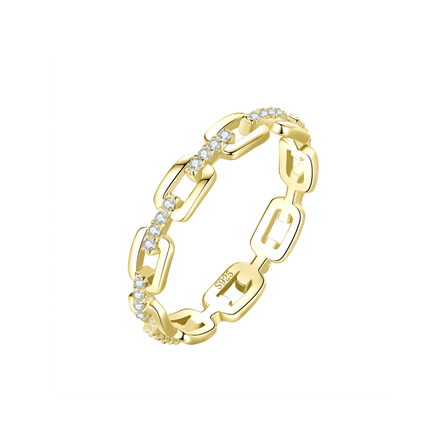 Chain Link Half Crystal Ring