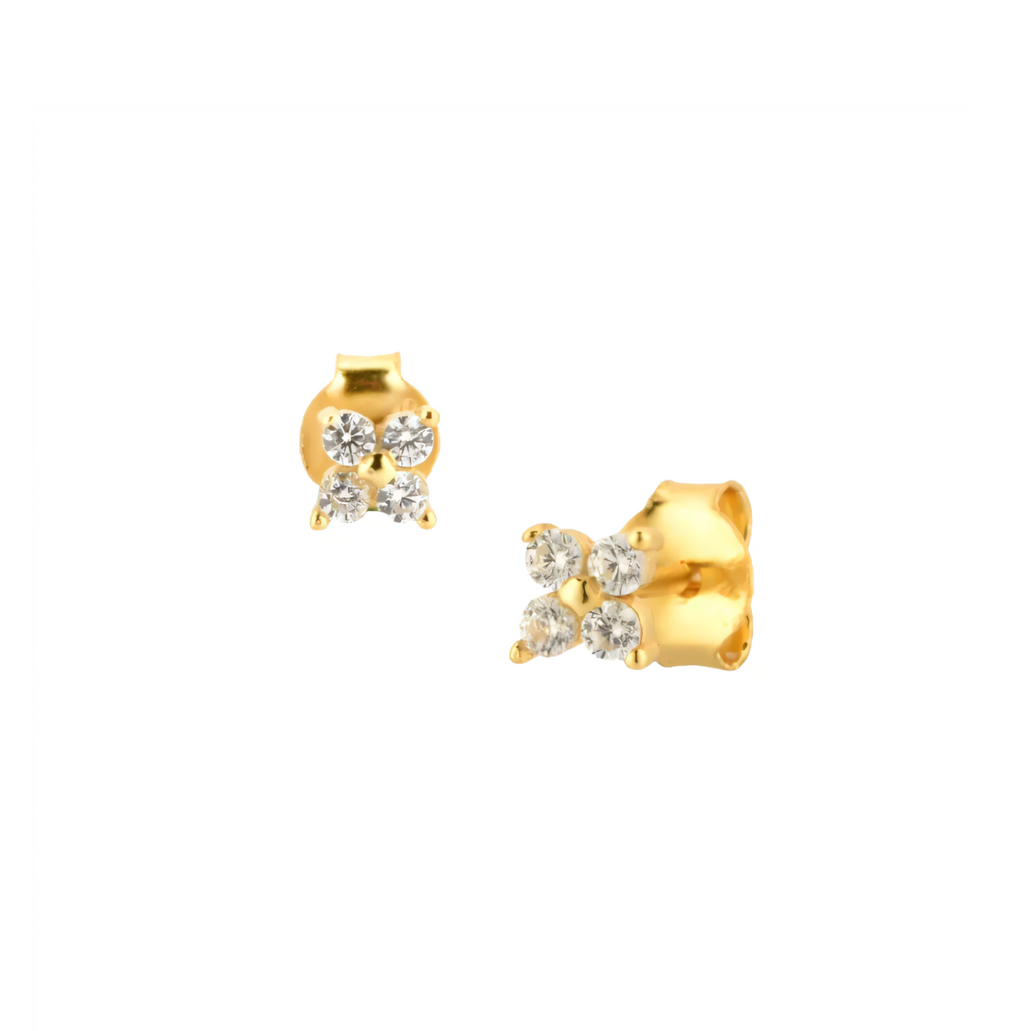 Flower Single Motive 4 Leaf Stud Earrings