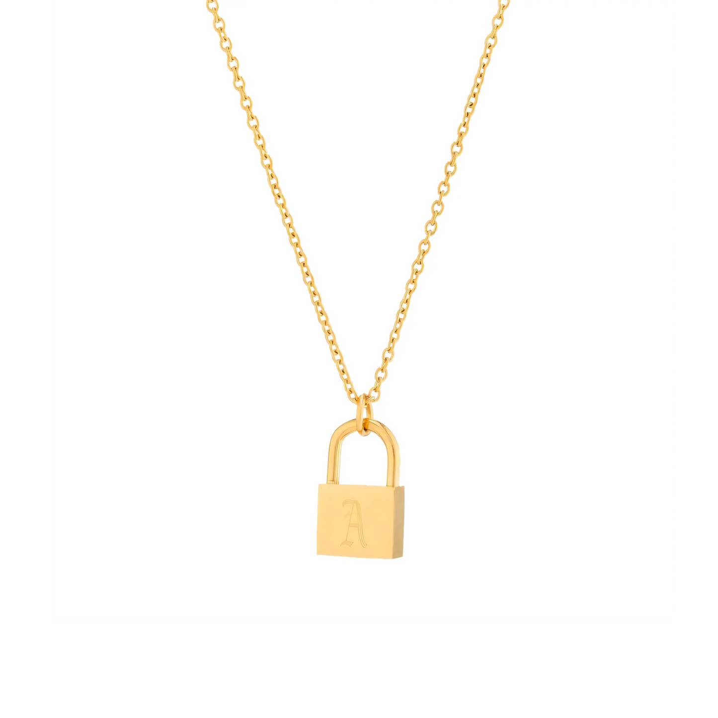 Initial Old English Lock Necklace