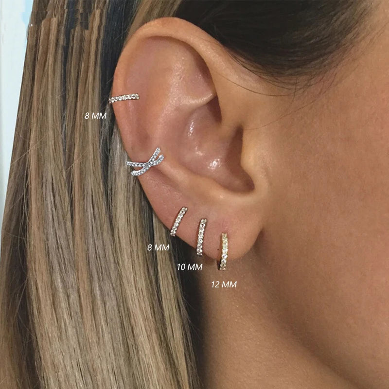 Tennis Crystal Paved Hoop Earrings