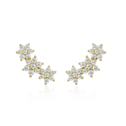 Flower Triple Bloom Stud Earrings