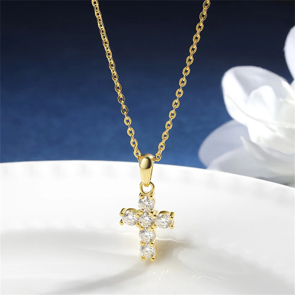 Cross Moissanite Necklace