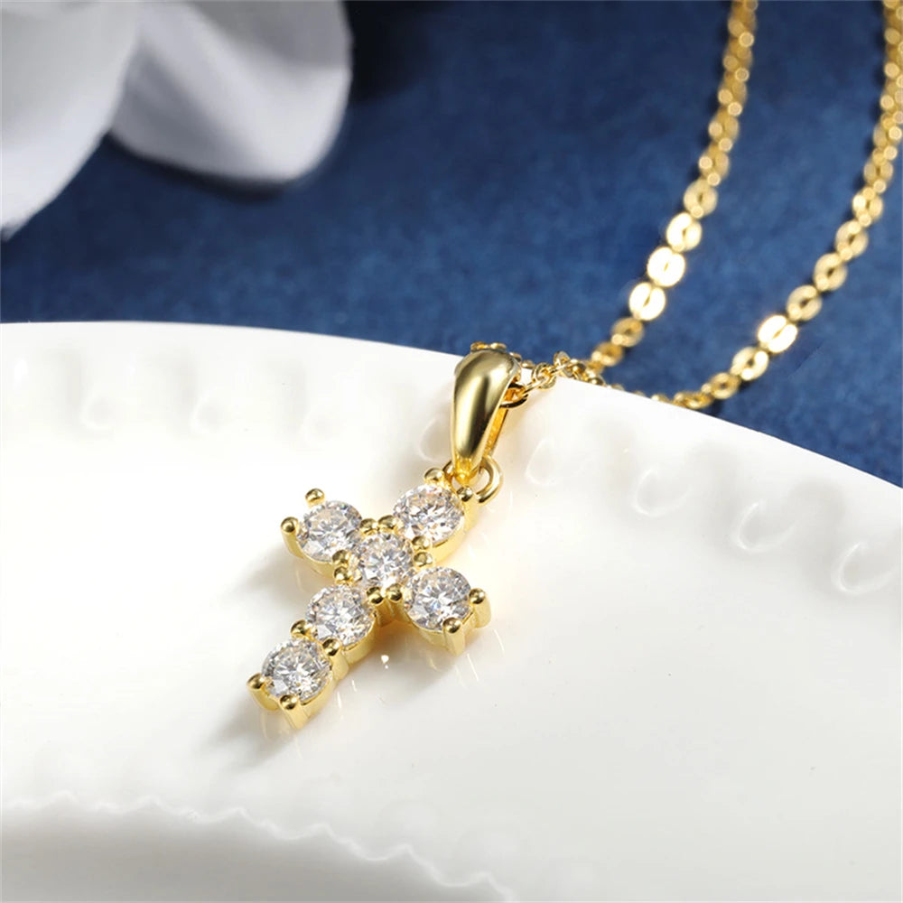 Cross Moissanite Necklace