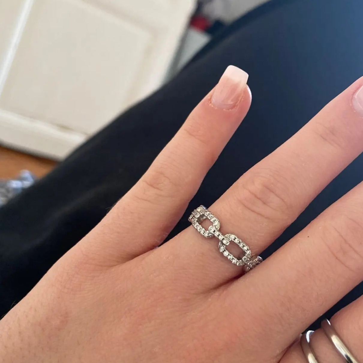 Chain Link Crystal Big Ring