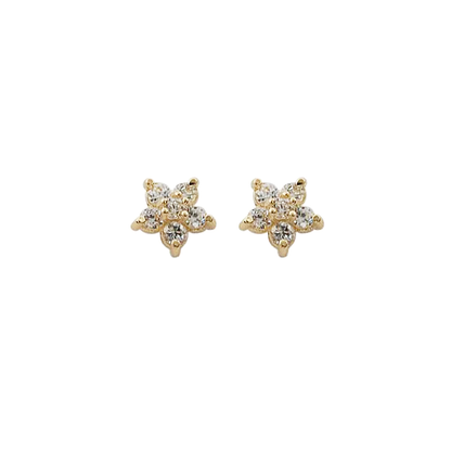 Flower Single Motive 5 Leaf Stud Earrings