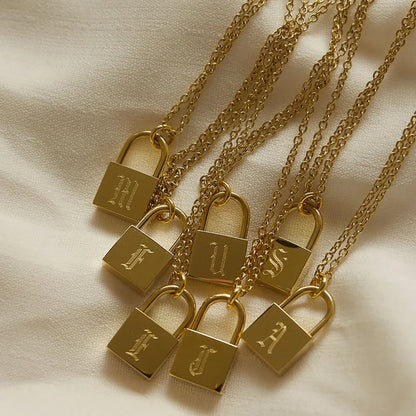 Initial Old English Lock Necklace