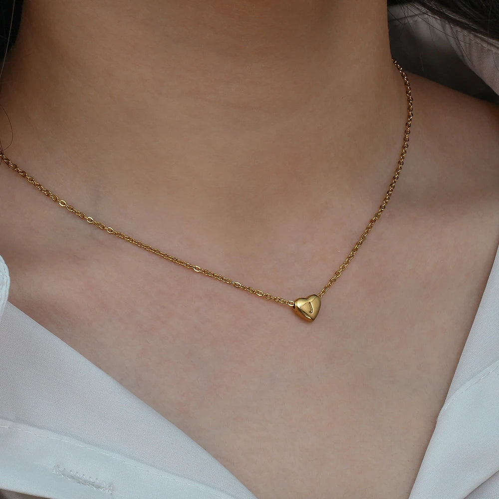 Initial Gold Heart Necklace