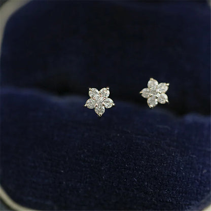Flower Single Motive 5 Leaf Stud Earrings