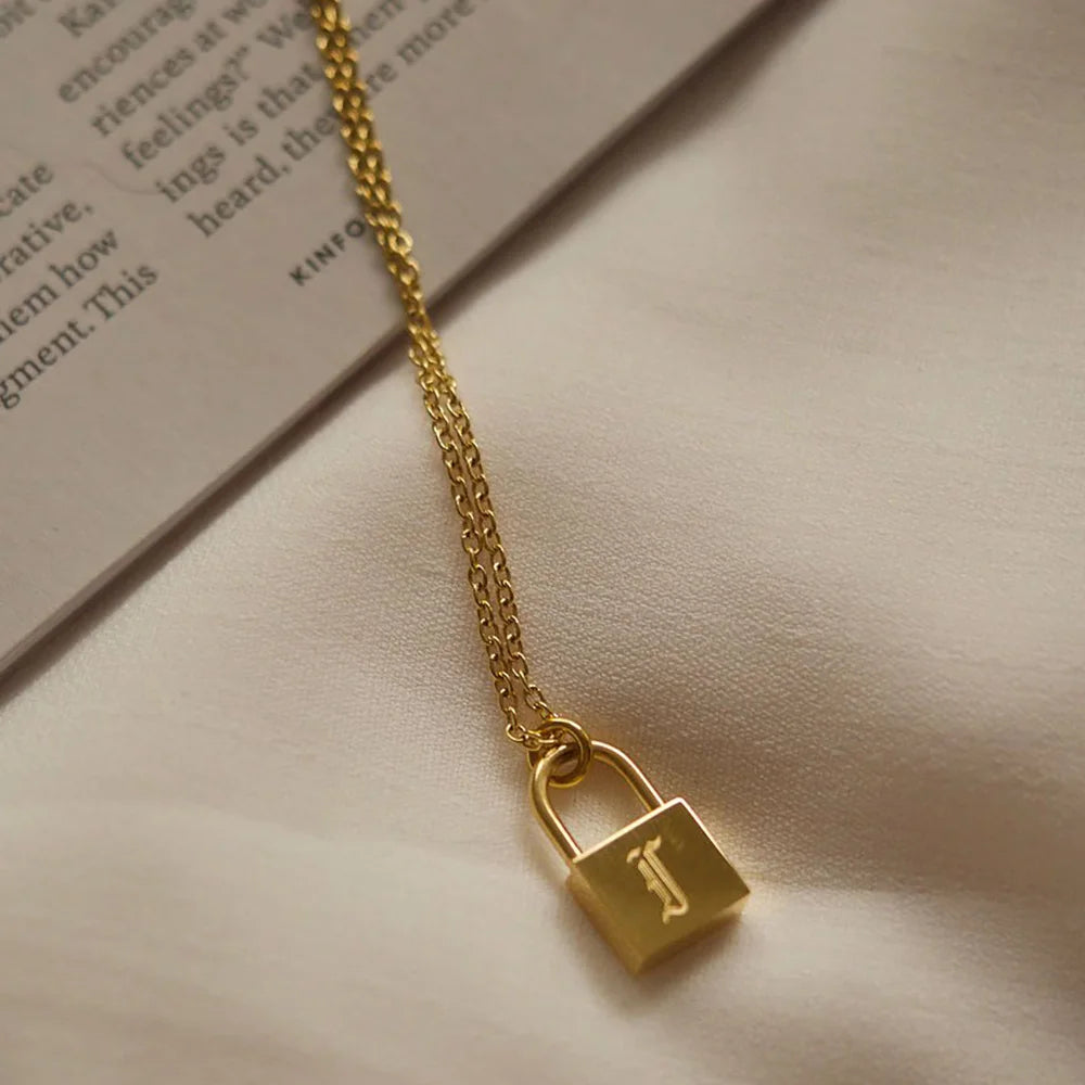 Initial Old English Lock Necklace