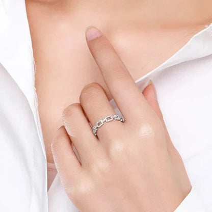 Chain Link Crystal Small Ring