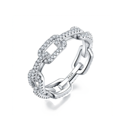 Chain Link Crystal Big Ring