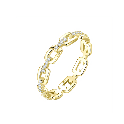 Chain Link Half Crystal Ring