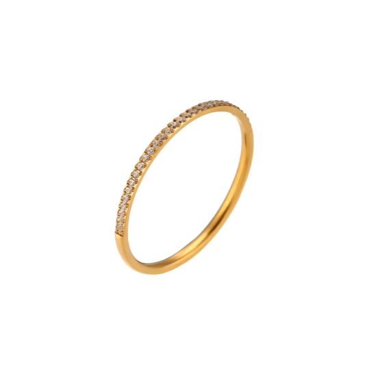 Half Pave Steel Ring