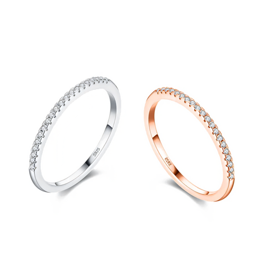 Half Pave Sterling Silver Ring