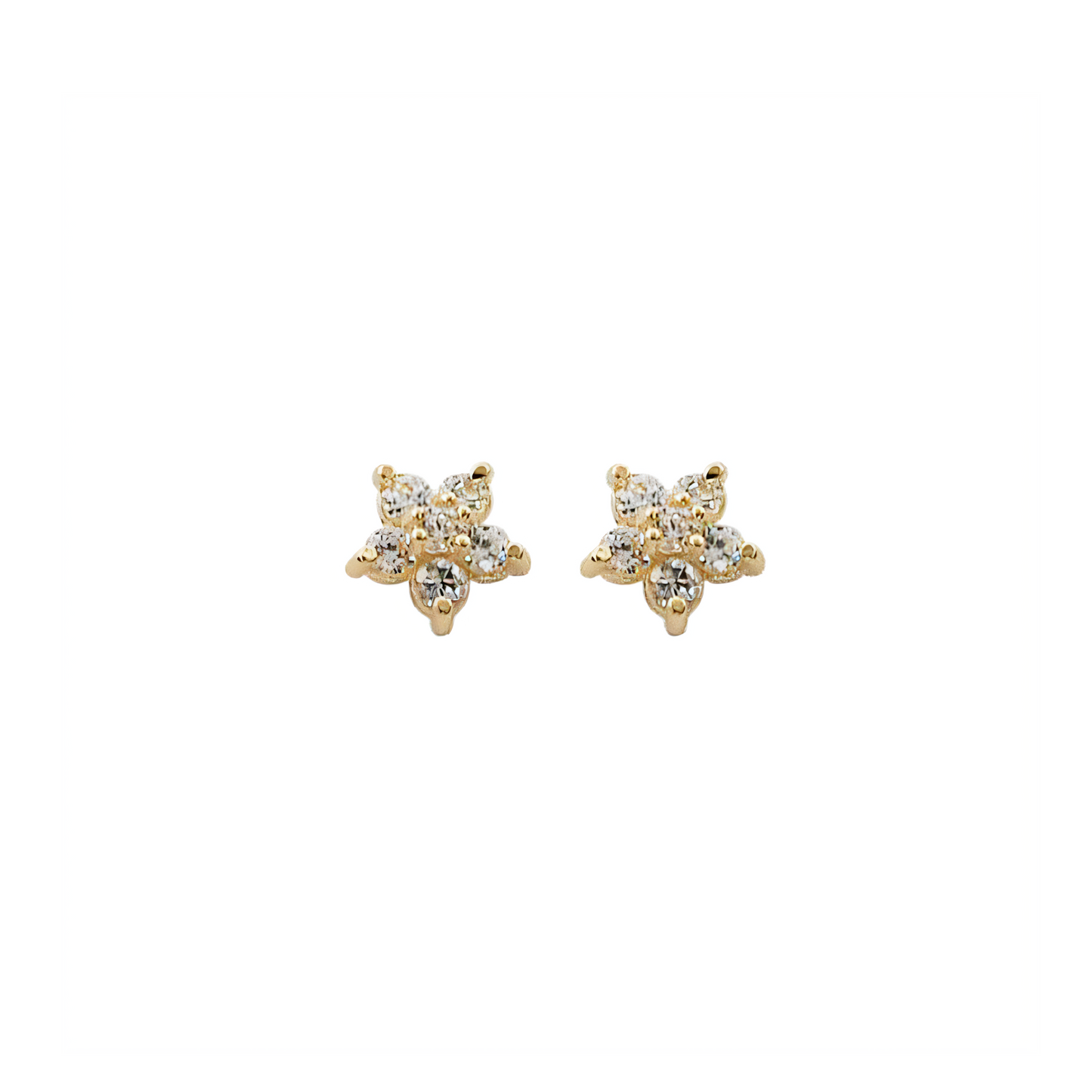 Flower Single Motive 5 Leaf Stud Earrings