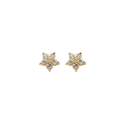 Flower Single Motive 5 Leaf Stud Earrings