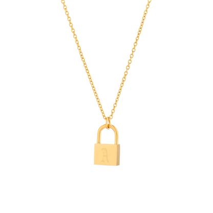 Initial Old English Lock Necklace