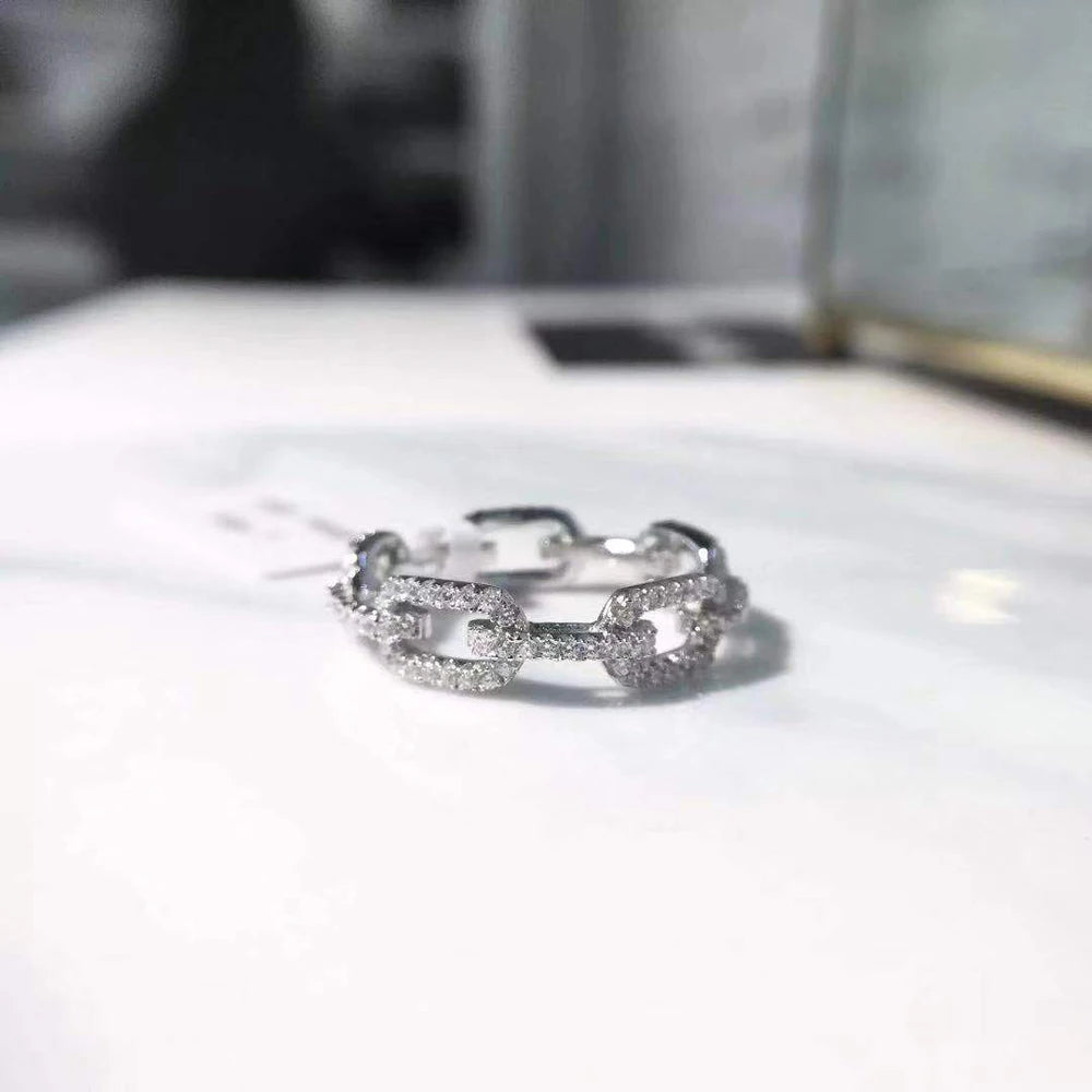 Chain Link Crystal Big Ring