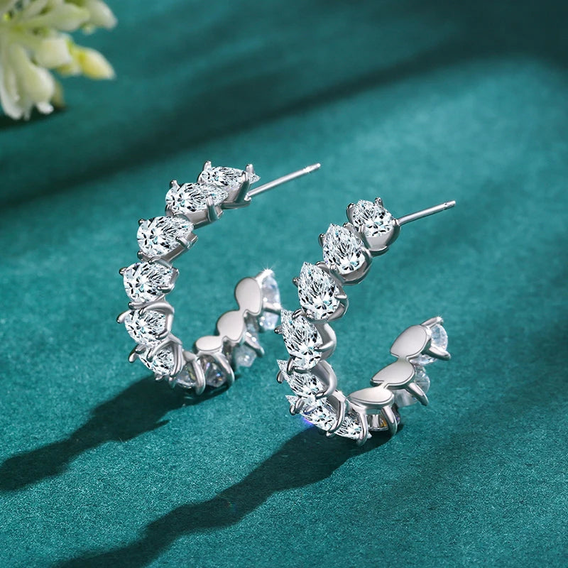Crystal Water Drop Hoop Earrings